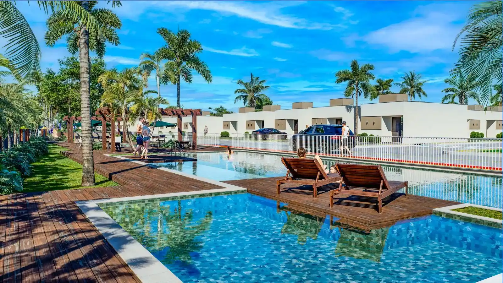 Perspectiva ilustrativa da piscina do Seven Residence