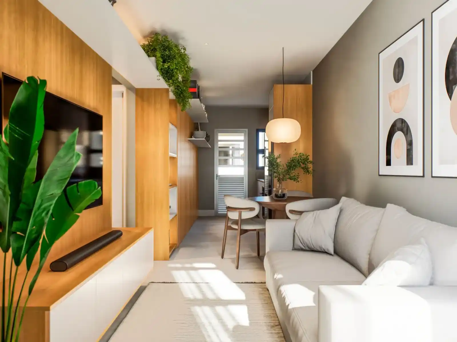 Perspectiva ilustrativa da sala do Seven Residence